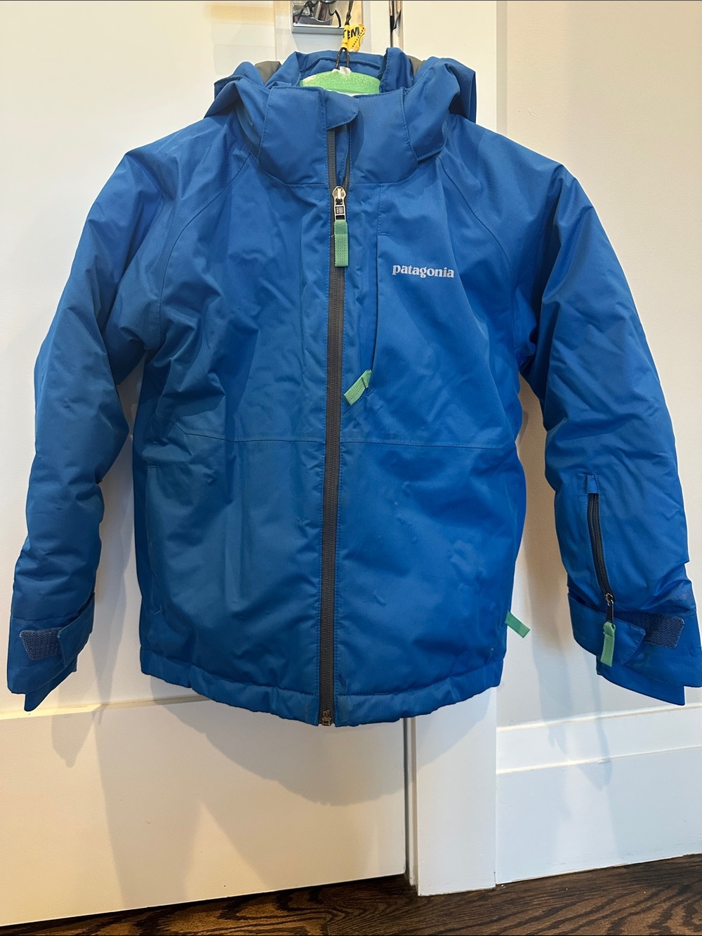 Patagonia Bright Blue Kids Hooded Puffer Jacket